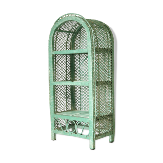 Vintage mint green wicker bookcase