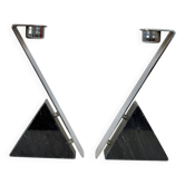 Pair of marble and steel candlesticks 1980