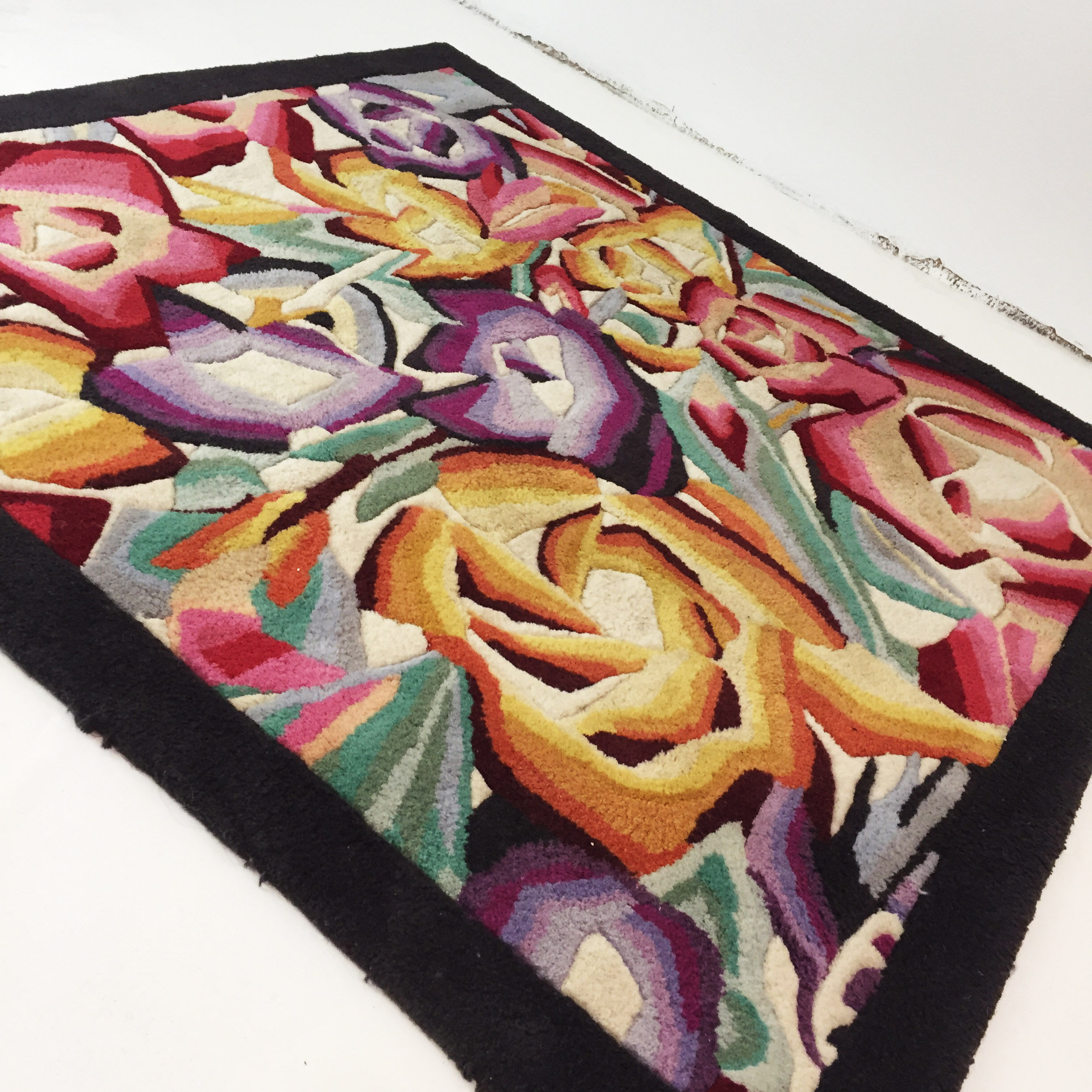 Vintage missoni square flowers rug carpet floor  130x130cm