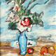 The bouquet and the fruits - Oil on cardboard