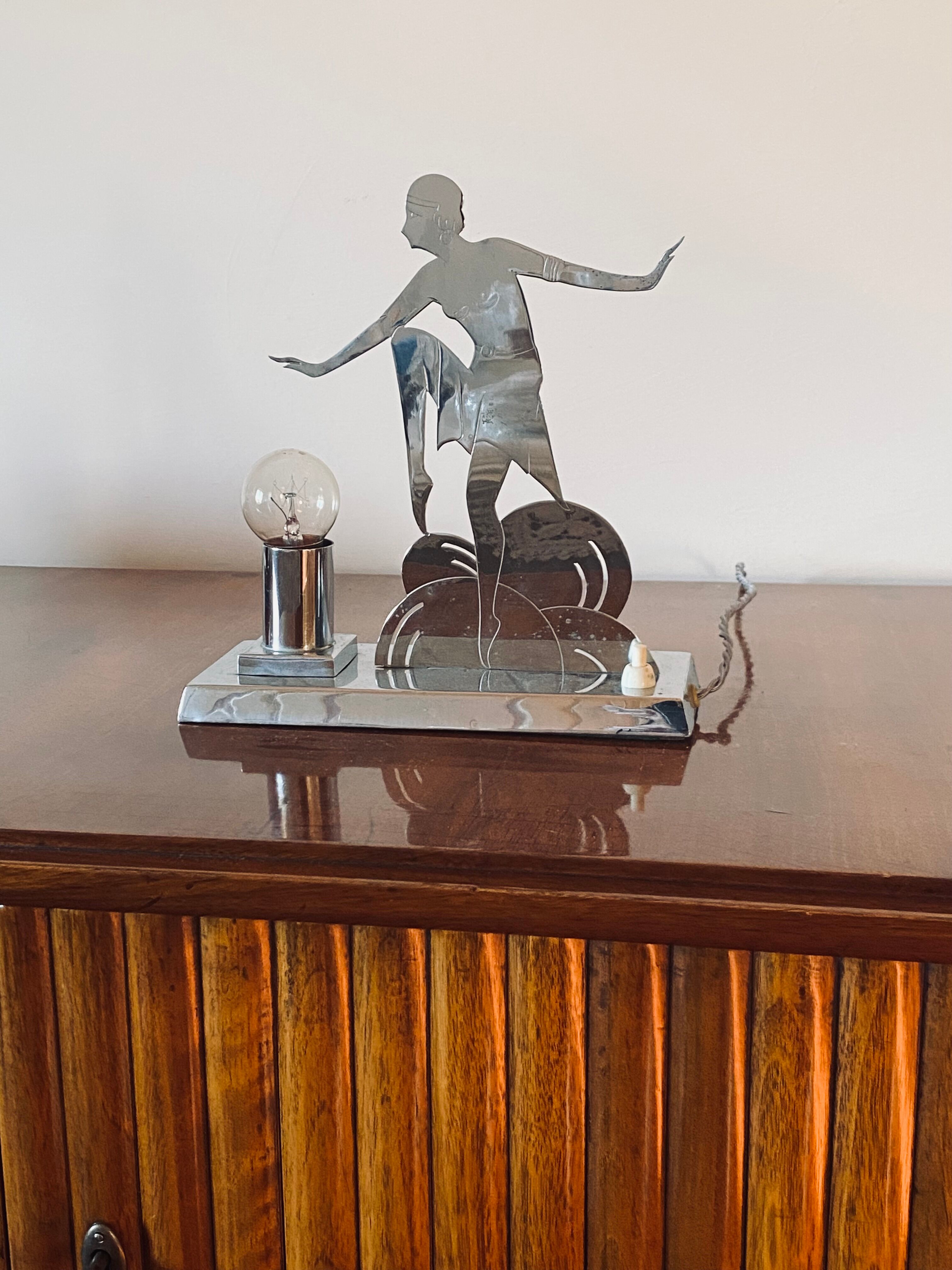 Art Déco Charleston Dancer cubist Table Lamp, LW Paris France, circa 1930