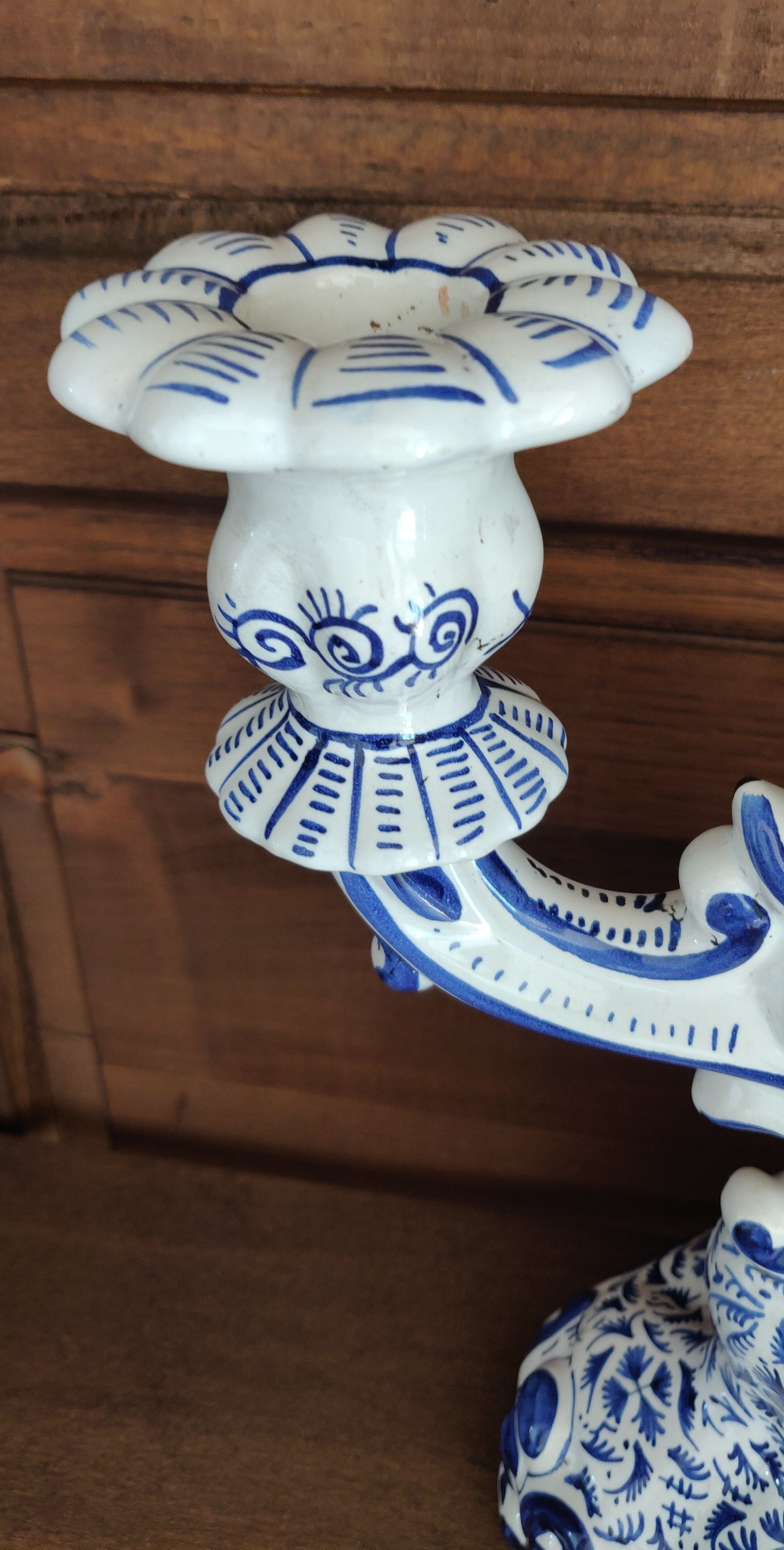 Delft swallow earthenware candlestick early 20th century