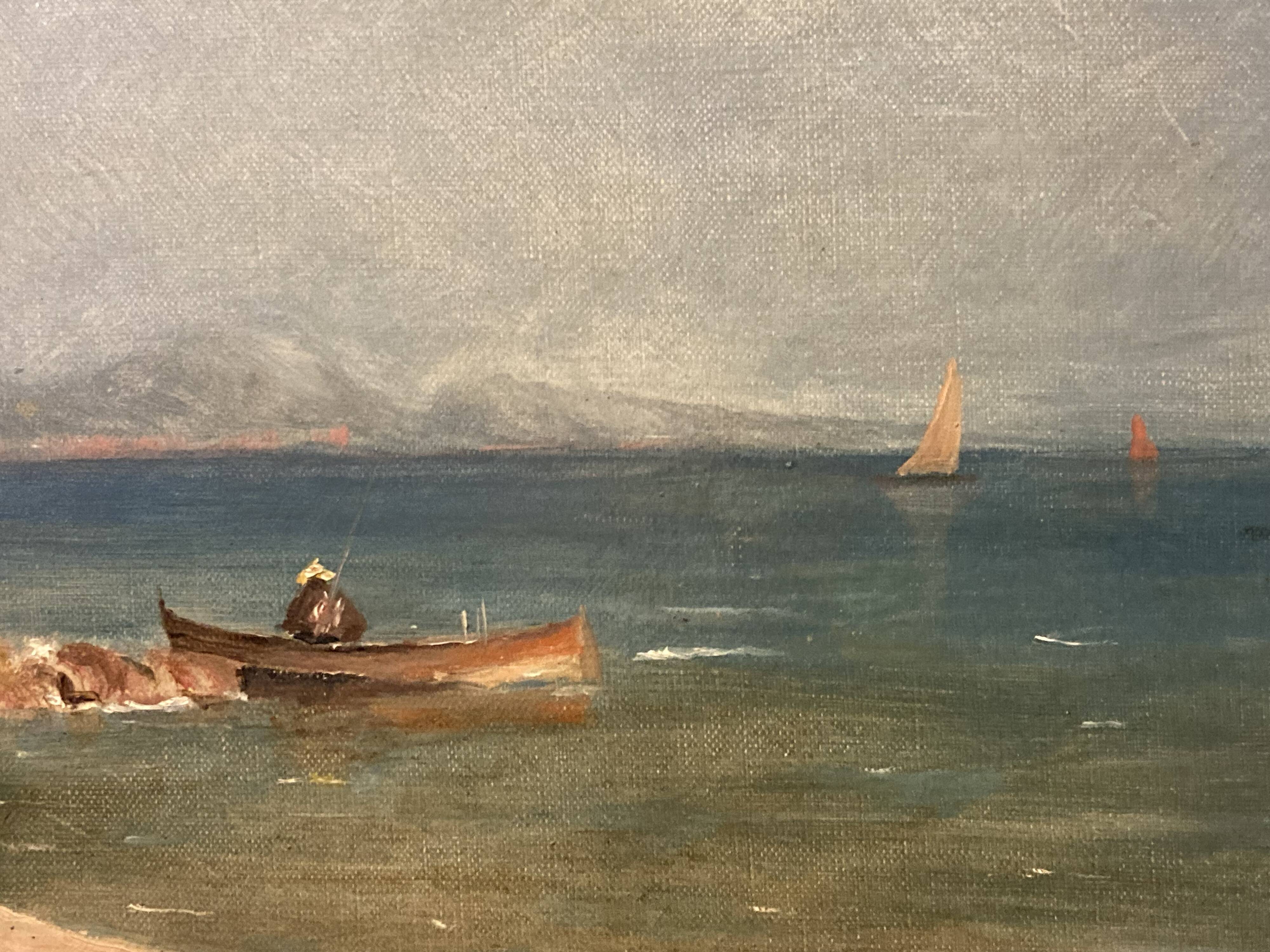 Peter baumgartner (1834-1911), seaside landscape, oil on canvas