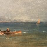 Peter baumgartner (1834-1911), seaside landscape, oil on canvas