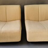 Beige low chair 70s-80s