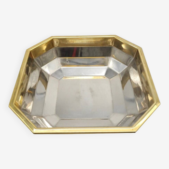Magnifique bol à fruits géométrique plaqué argent et or du milieu du siècle Centre de table par Gotthingen