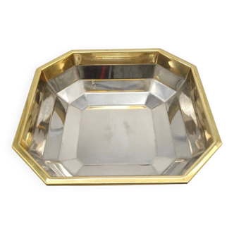 Beautiful Mid Century Silver & Gold Plated geometric fruit bowl Center of table by Gotthingen
