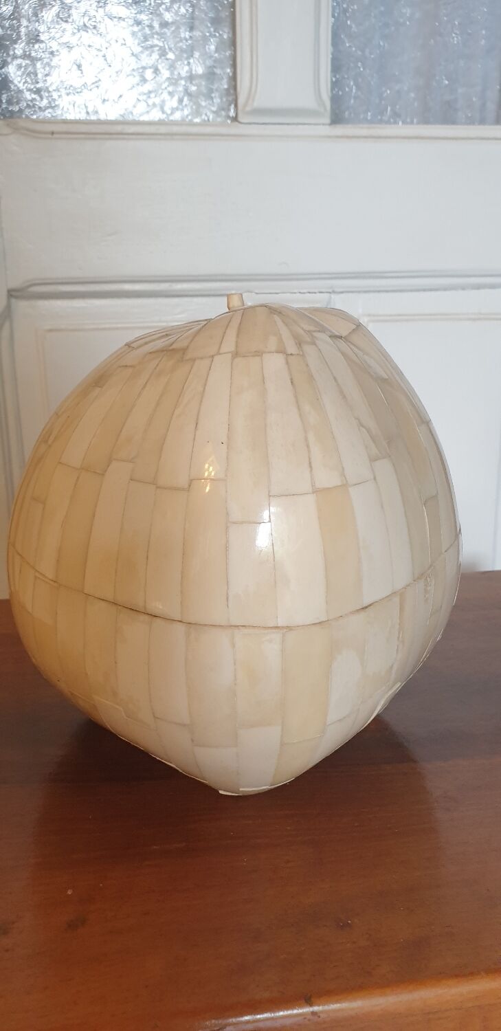 Coconut ice cube bucket, 50s marquetry