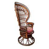 Fauteuil Emmanuelle rotin Peacock 1960