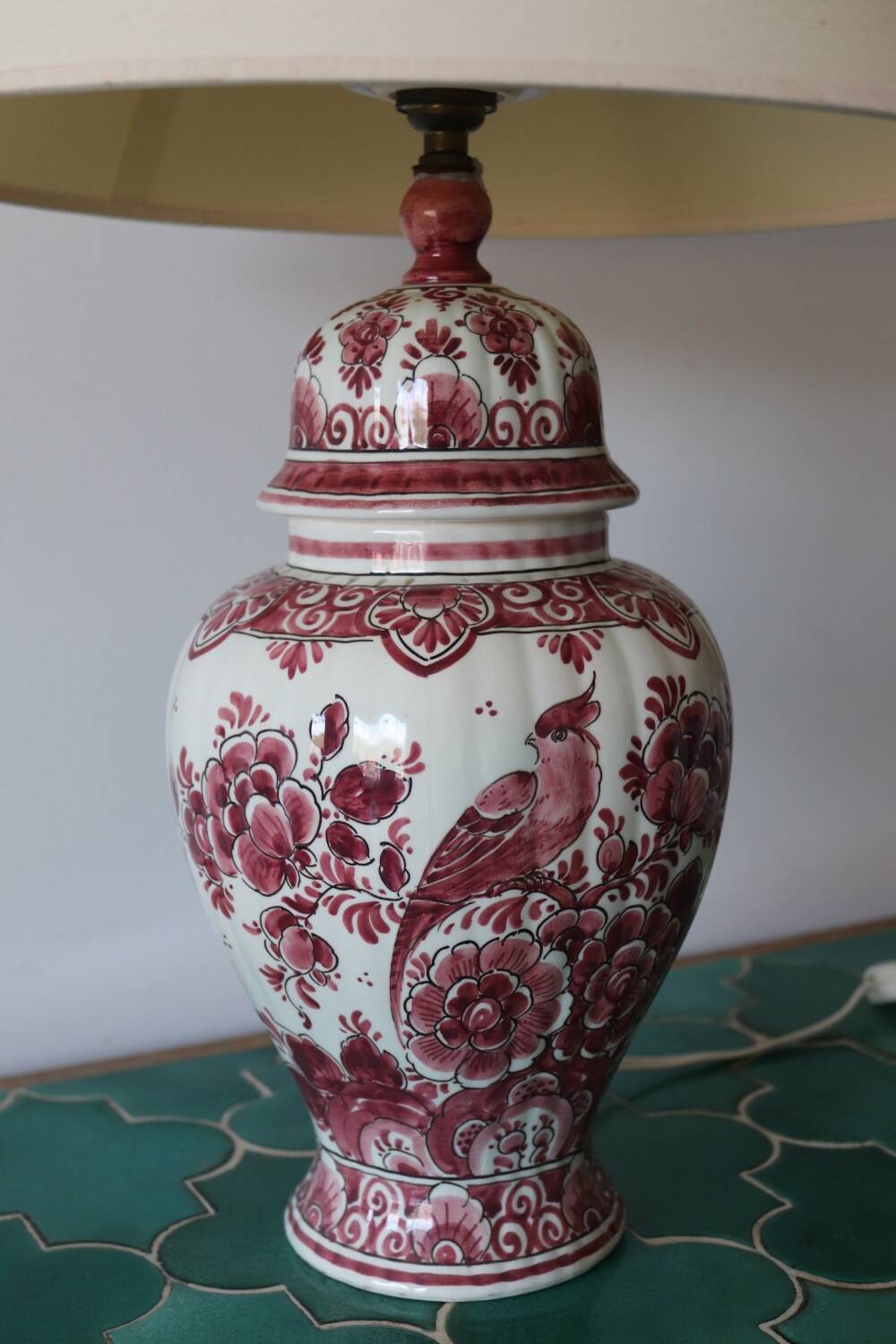 Vintage red holland ceramic lamp