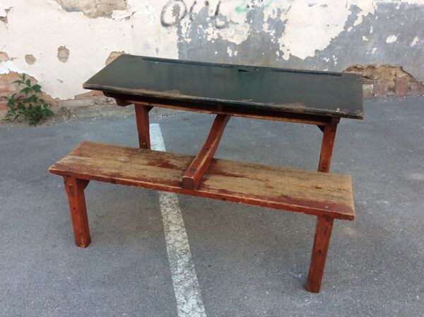 Pupitre vintage mid-century bureau d'écolier