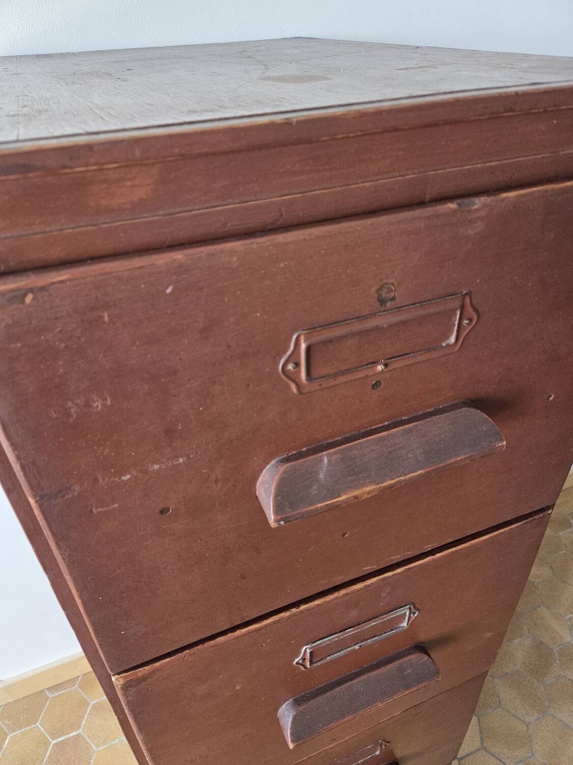 Antique wooden drawer unit filing cabinet