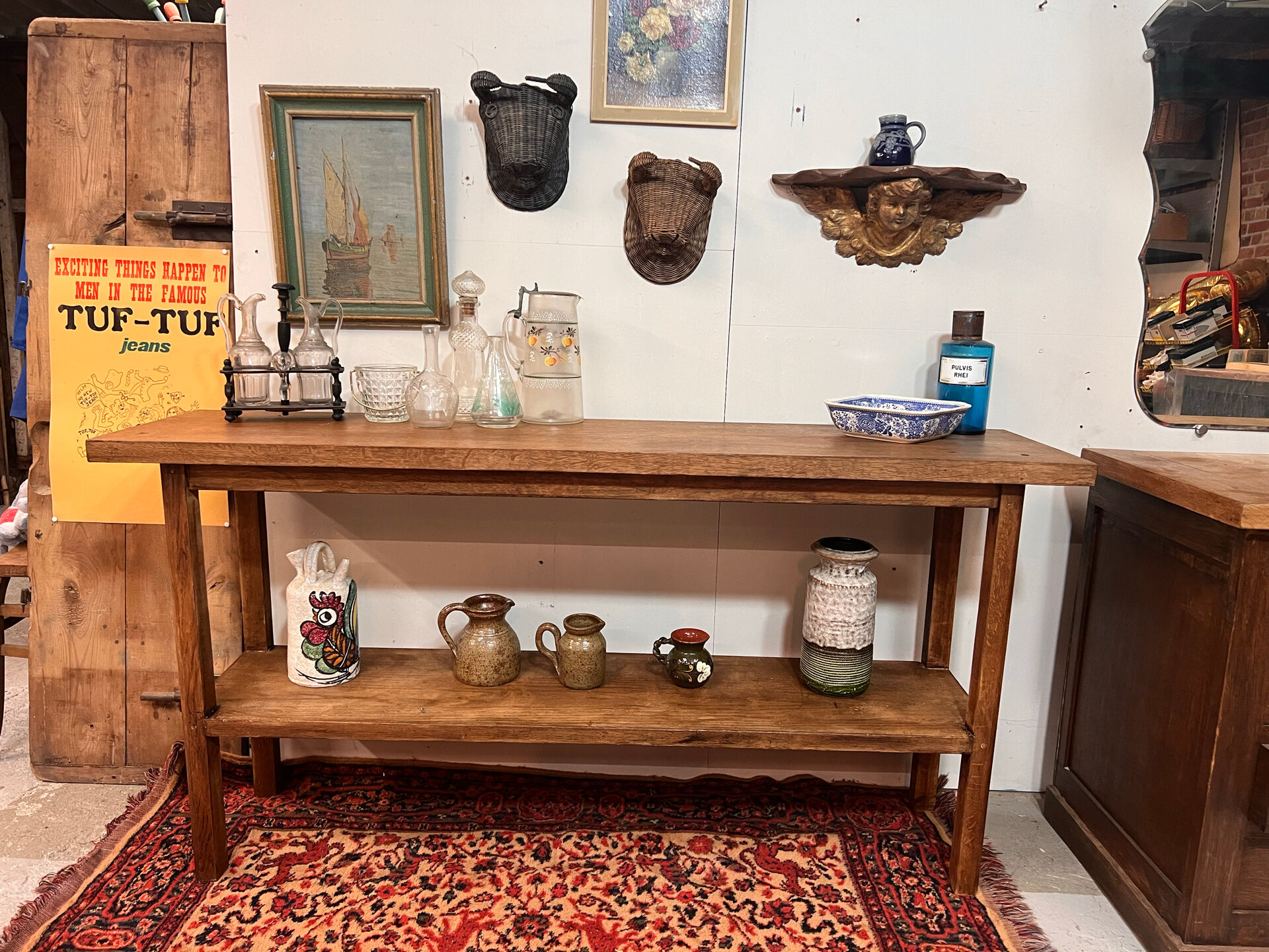 Ancienne console d’atelier en chêne