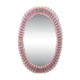 Italian oval mirror in brass and pink blown Murano glass