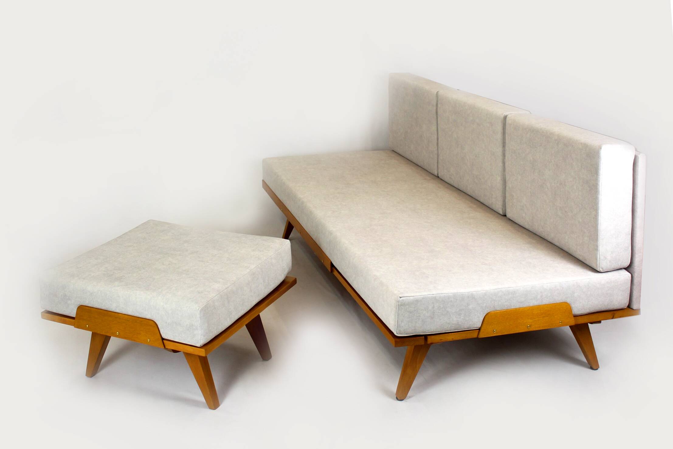 Restored Vintage Modular Corner Sofa Bed with Ottoman, 1960s