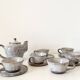 Service à café, tasses en grès émaillé vintage