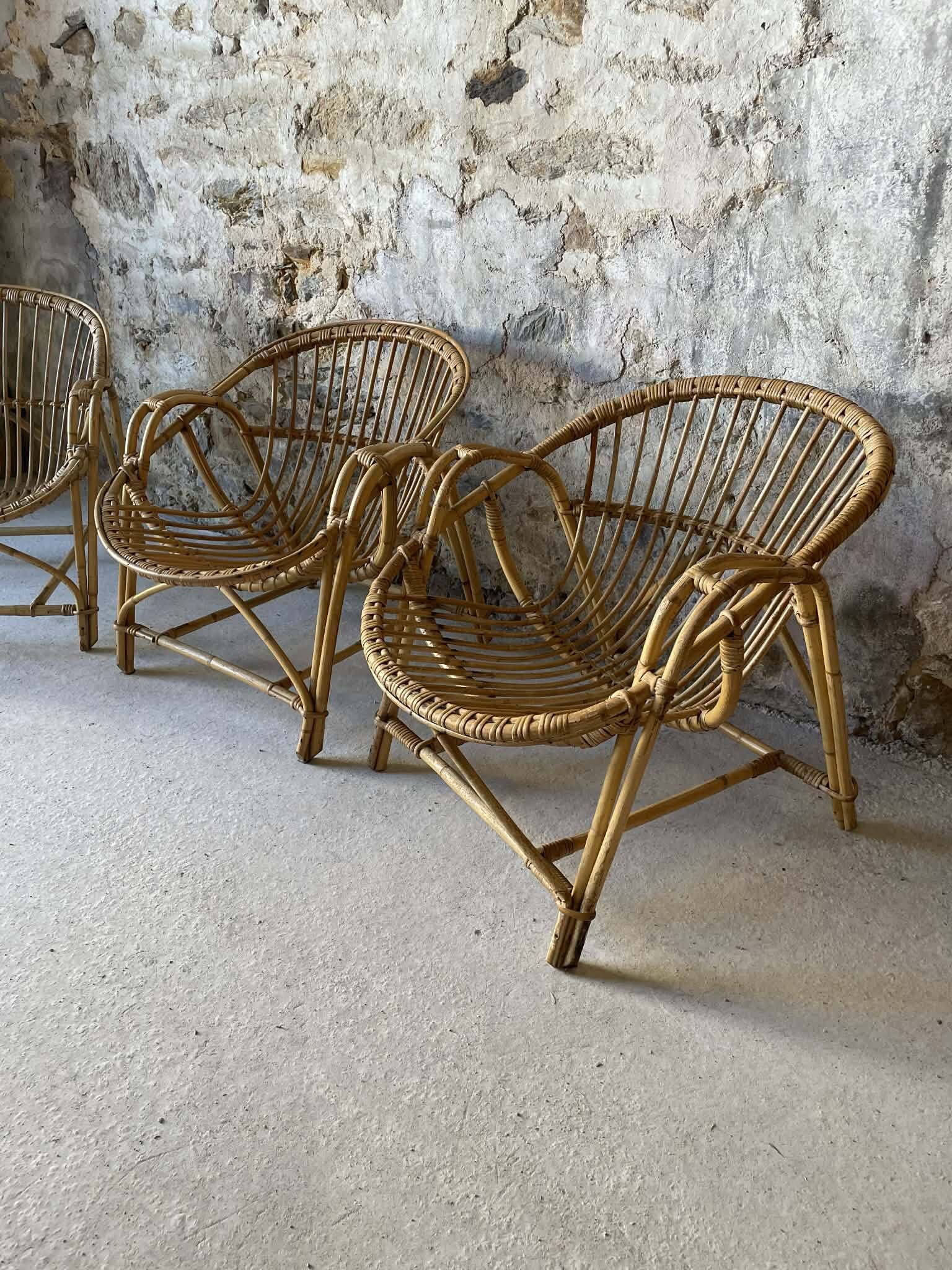 Vintage 1970s wicker armchair