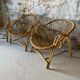 Vintage wicker armchair from the 1970s.