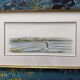 Watercolour by Christian Gaudin framed, certificate Guérande salt marshes.