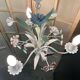 Antique florentine ceiling chandelier floral bouquet design 1970 decorative art sheet metal