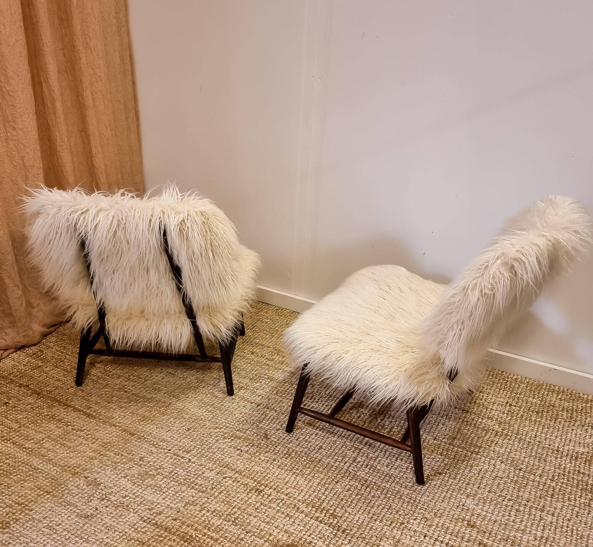 Pair of modern classic Swedish chairs "Teve", Pierre Frey fabric, Alf Svensson