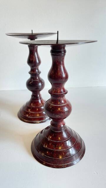 BOUGEOIRS Vintage Patinated Metal Candle Holders