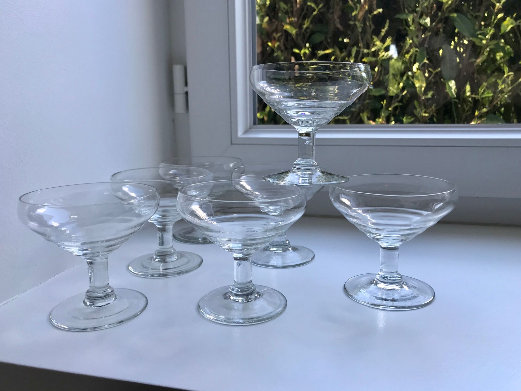 Set of 7 crystal champagne glasses 50s-60s