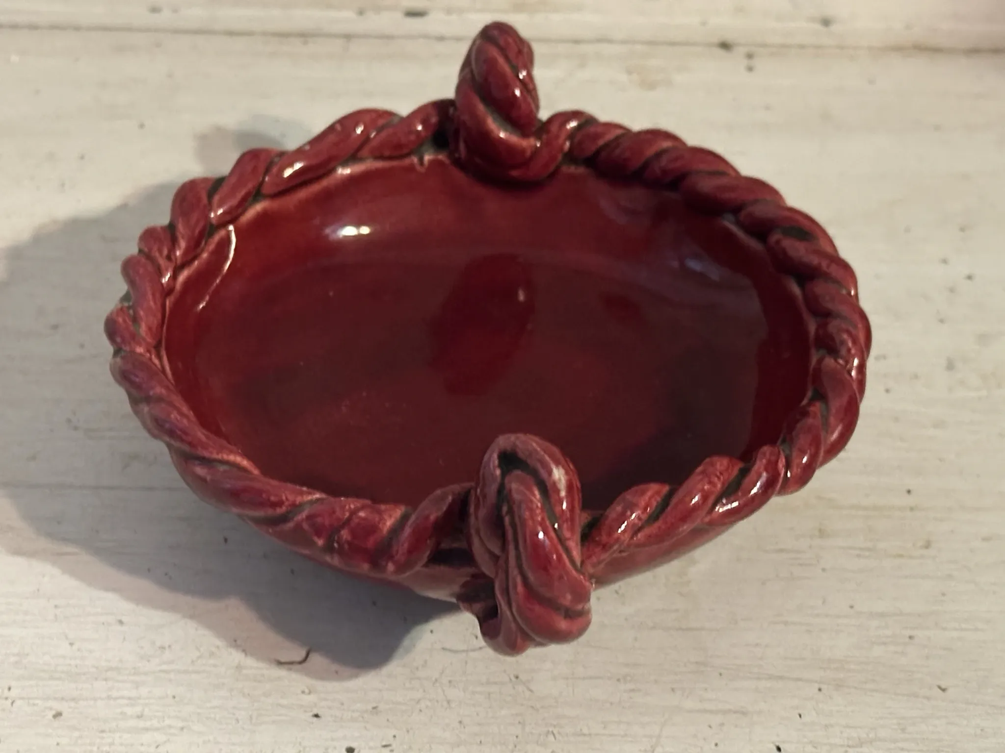 Small red ceramic catchall signed Bily – 1950s