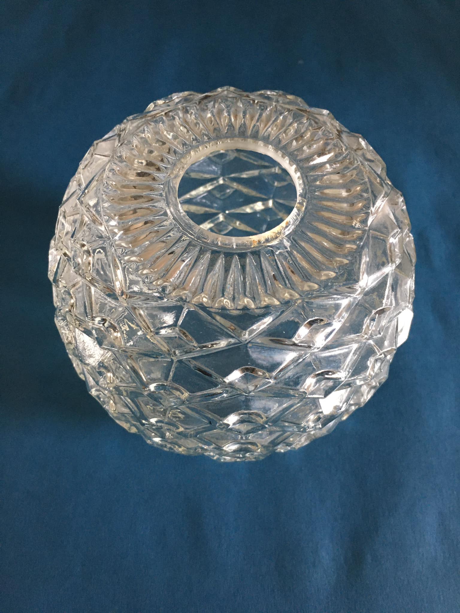 Round art deco globe in worked white glass