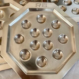 Vintage silver-plated snail dishes, engraved silver serving trays.