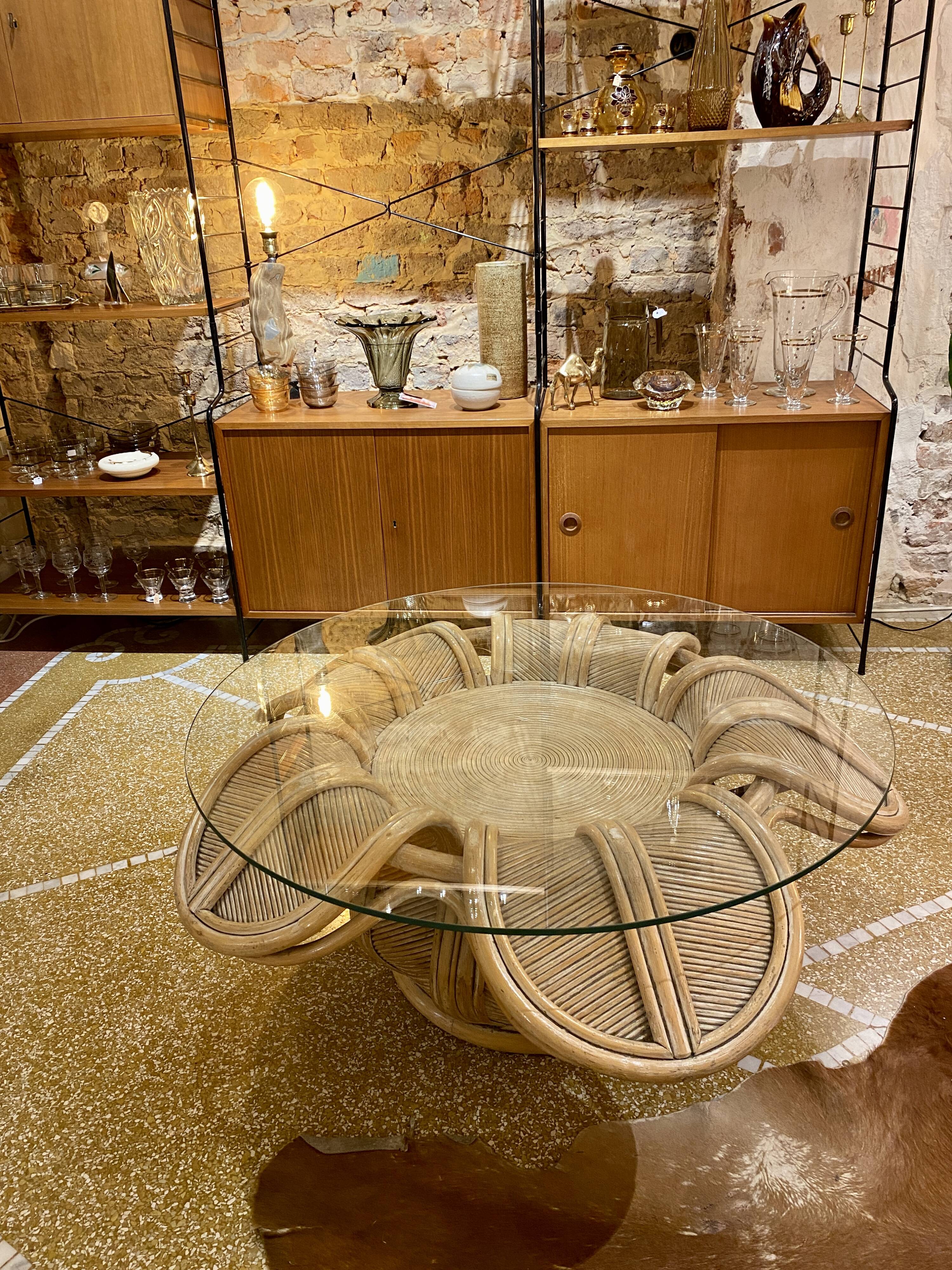 Rattan flower coffee table