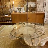 Rattan flower coffee table
