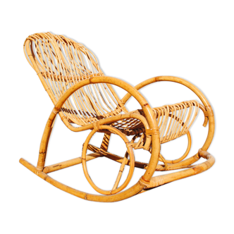 Rocking chair rattan years 60
