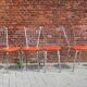 Ensemble de 4 chaises de salle à manger ou de cuisine happy orange, Allemagne 1960