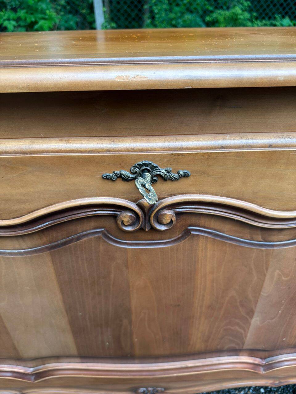 Louis XV buffet TV bar with mirror in solid wood