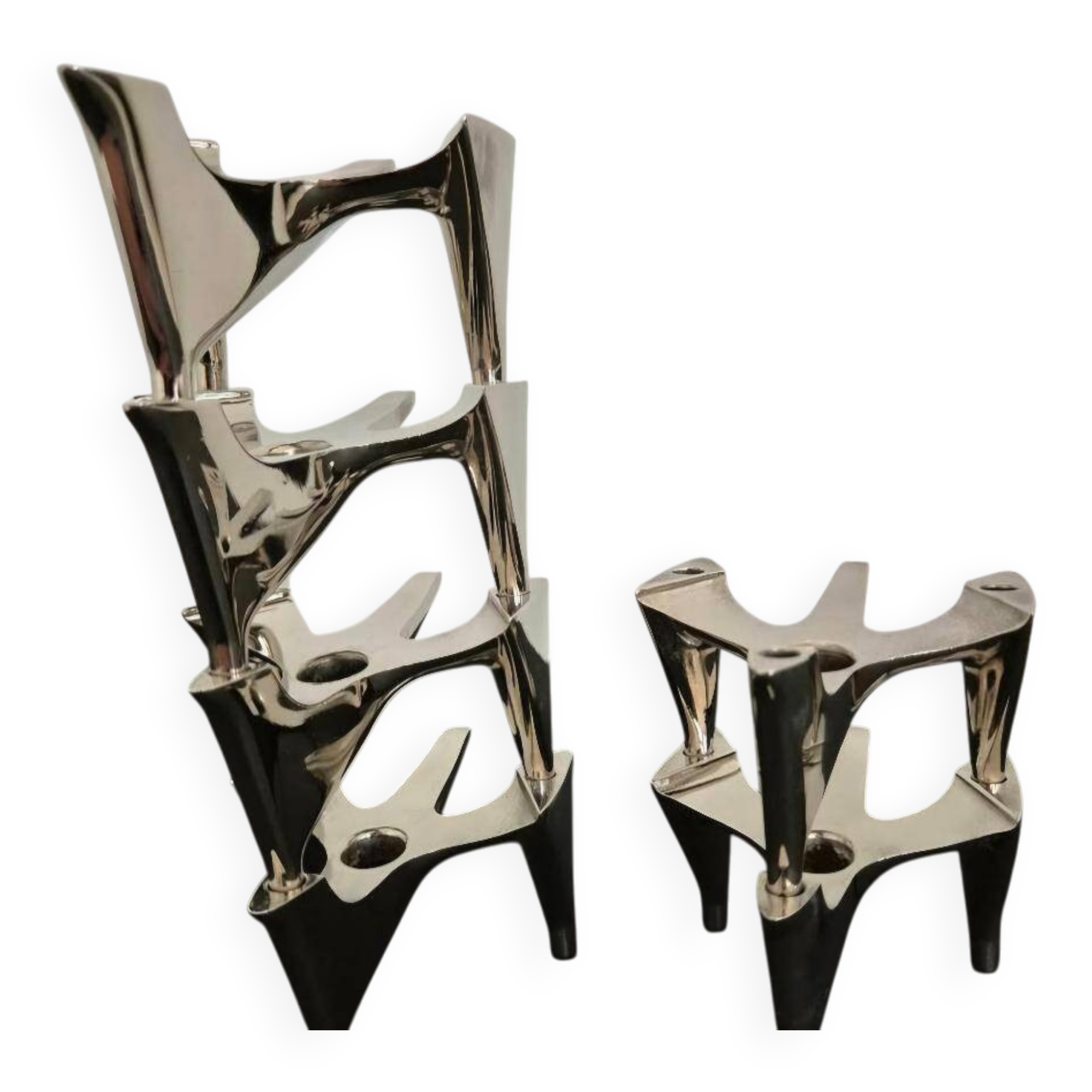 Vintage Fritz Nagel "Vogelflug" Chrome Candlesticks