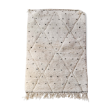 Moroccan berber carpet blessed ouarain ecru with black polka dots and diamonds engraved 150x102cm