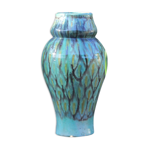 vase bleu paon