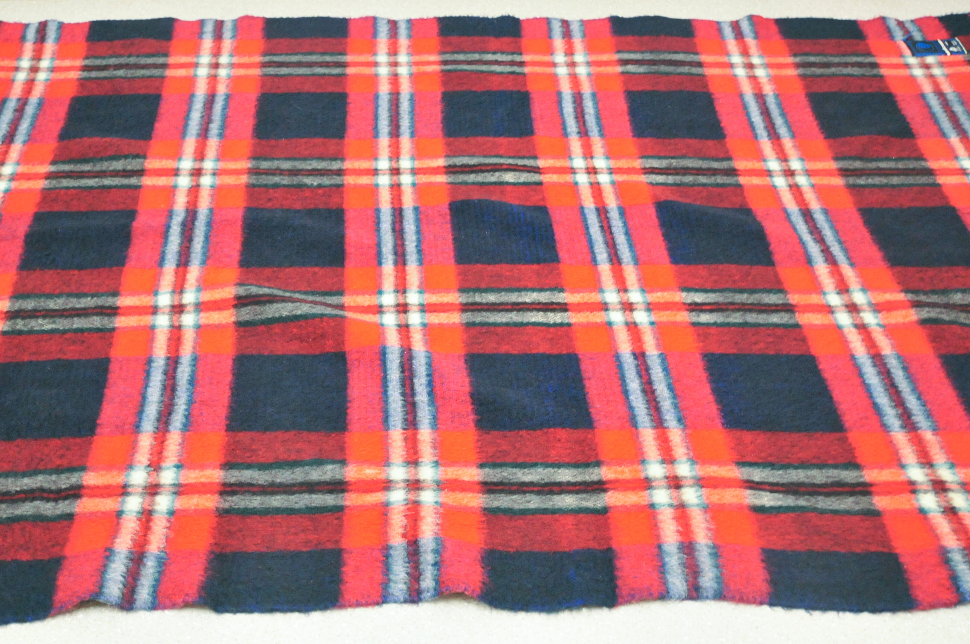 blue & red checkered vintage wool blanket
