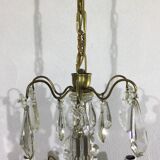 4 light bronze and crystal chandelier