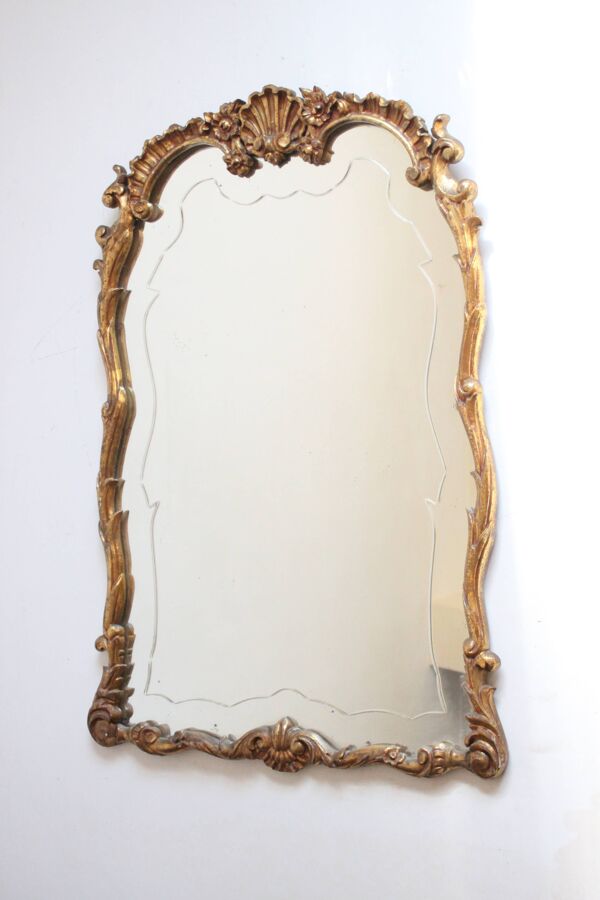 Miroir ancien doré, néo-rococo, XIXe siècle