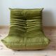Togo set of corner armchair and  lounge in olive green velvet