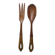 Antique wooden salad servers with earthenware handles, handcrafted