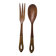 Antique wooden salad servers with earthenware handles, handcrafted