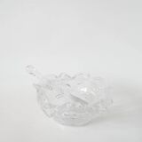 Large glass mortar with bubbles in the Biot style with a 1970s design pestle.