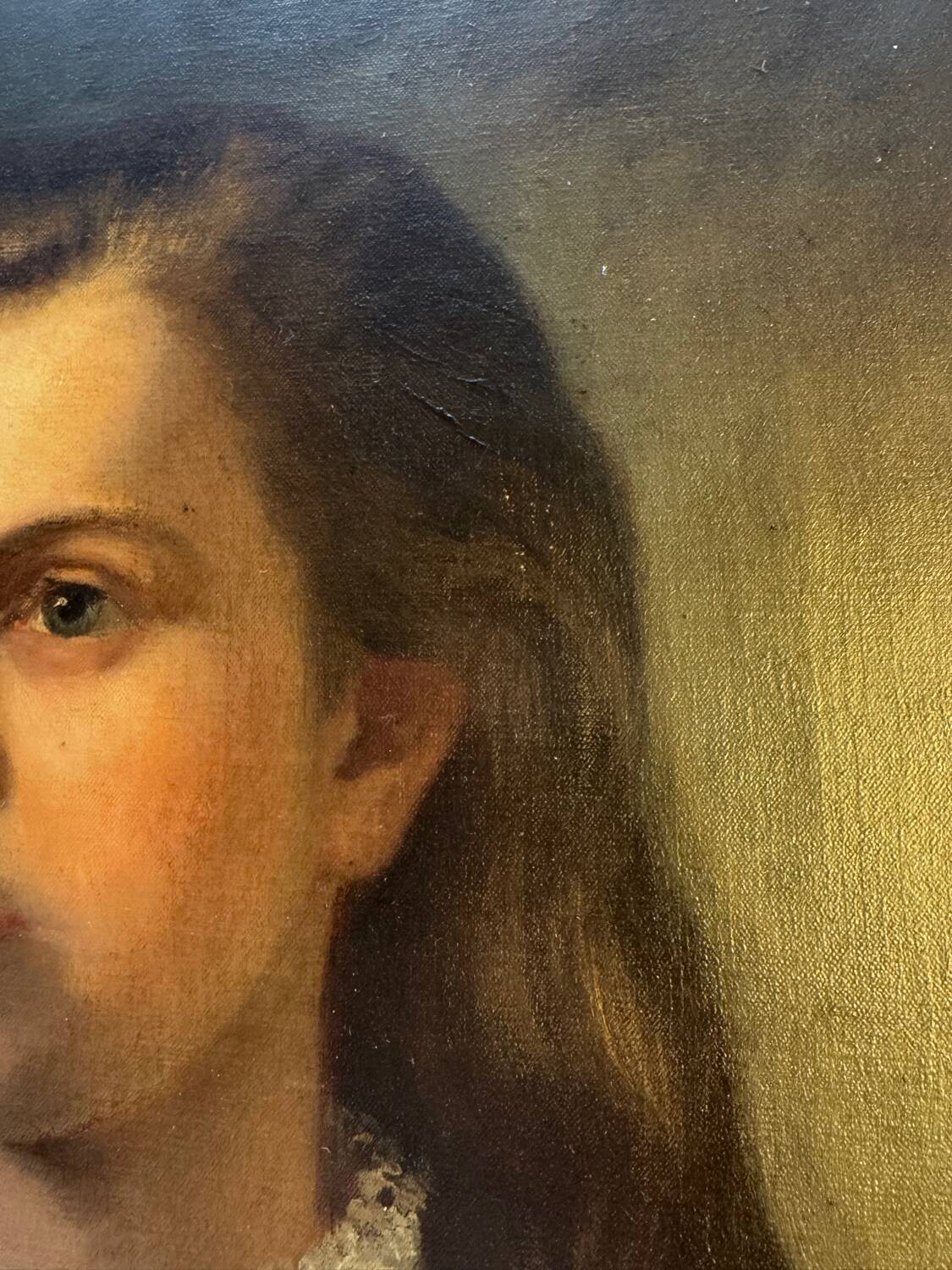 Oil on canvas portrait of a young girl, early 20th century