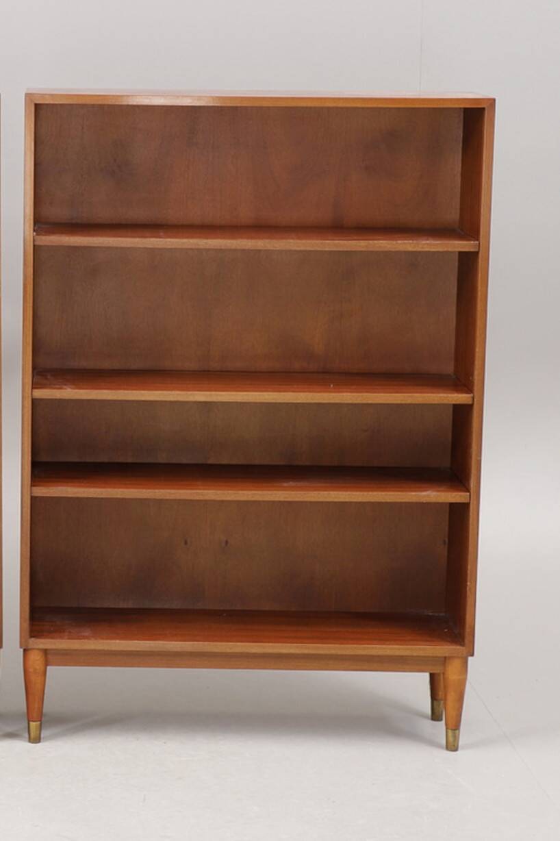 Vintage teak bookcase several adjustable levels 1960 suede