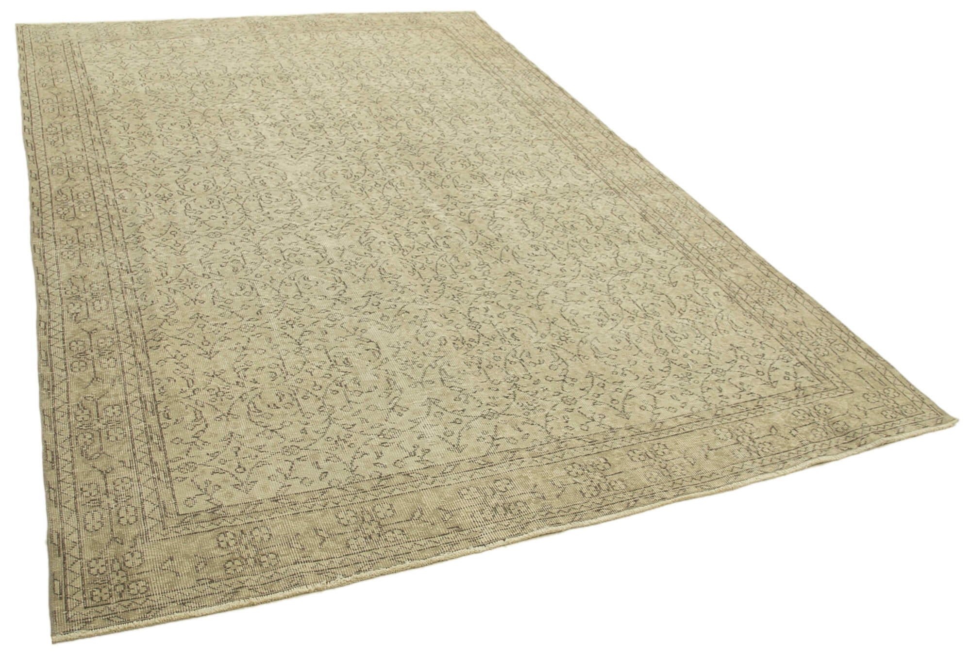 Hand-Knotted Vintage Turkish Beige Rug 203 cm x 309 cm - 38989