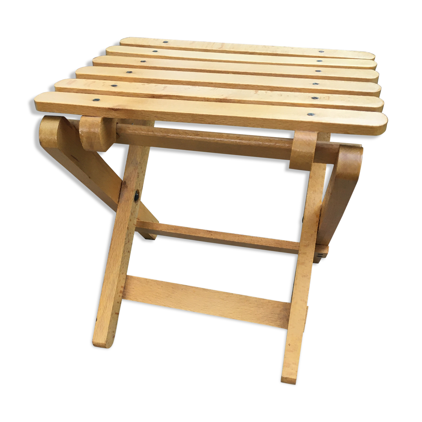 Tabouret Pliant En Bois Vintage Selency