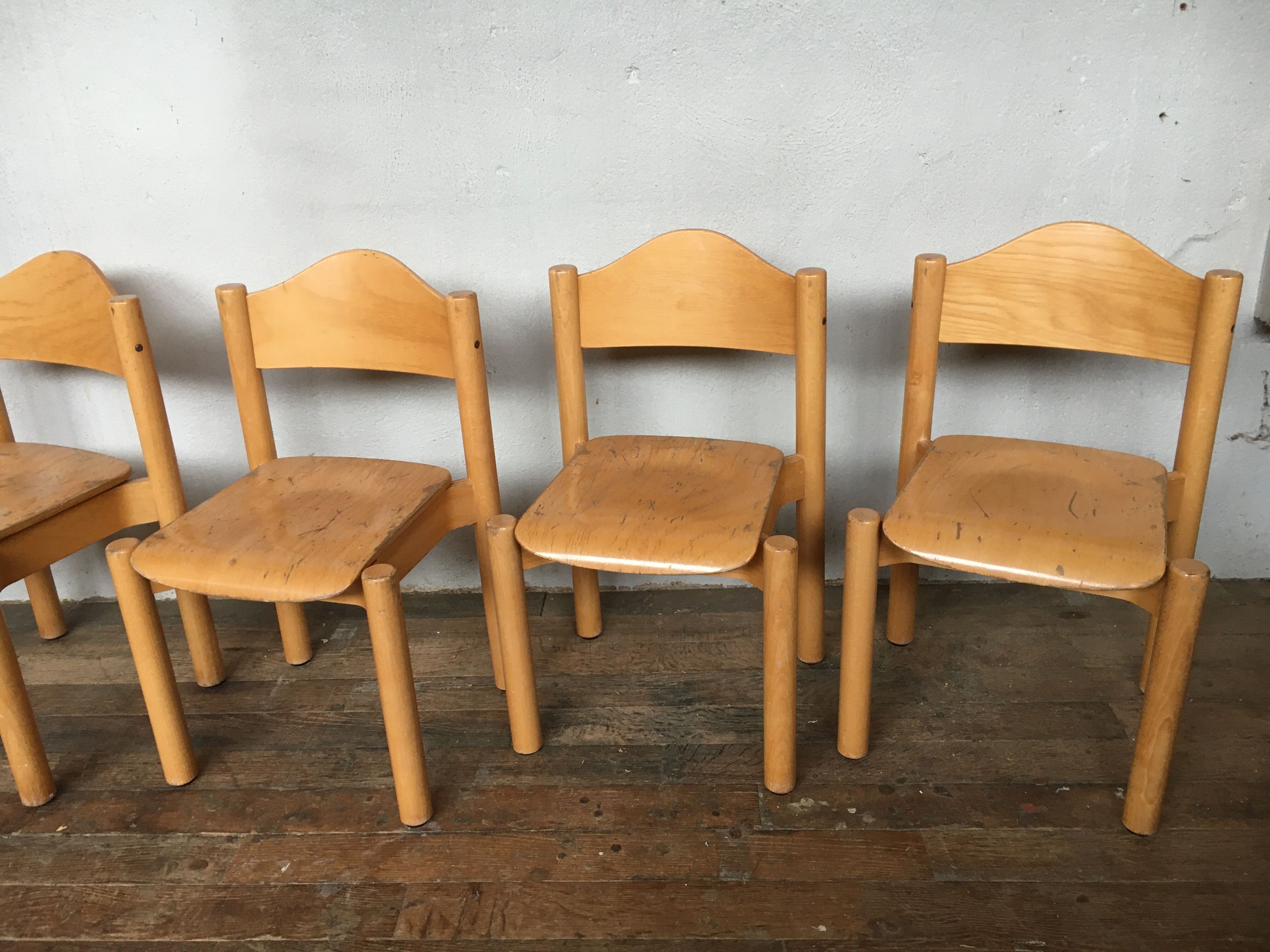 8 retro 60s vintage children's chairs wooden furniture